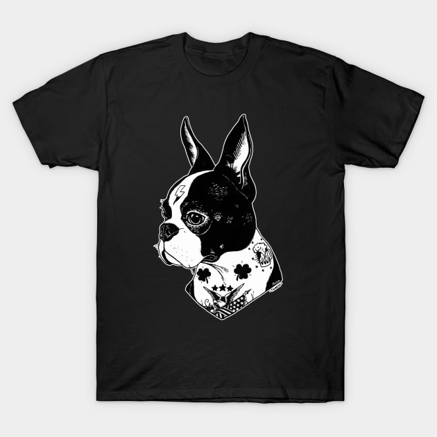 Tattooed Boston Terrier T-Shirt by PaperTigress